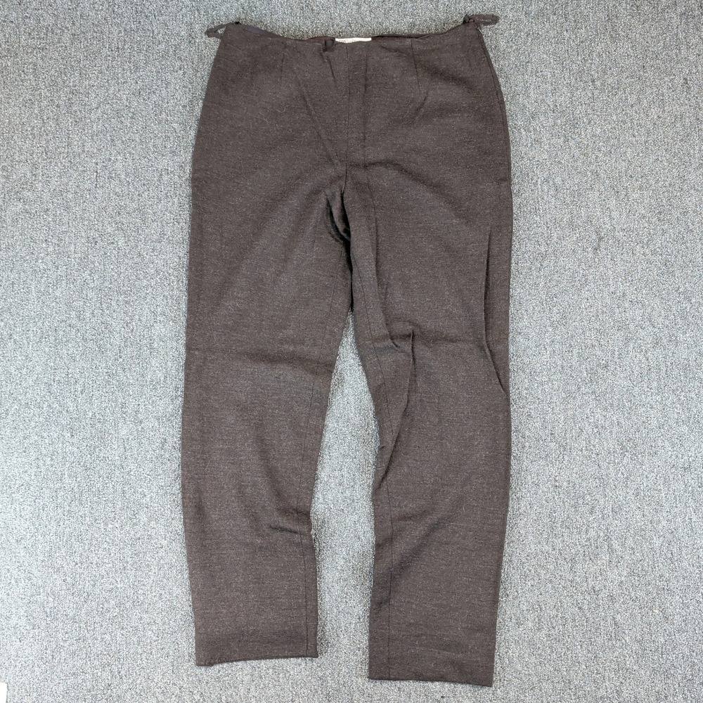 Worth Women 14 Brown 100% Wool Trousers Straight Leg Minimalist Side Zip Pants — photo 2